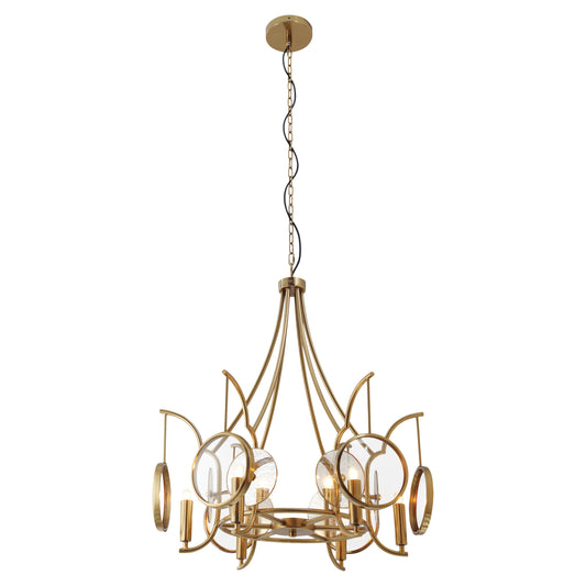 Into Focus 6 Light Chandelier in Artisan Brass Finish with Clear Dome Glass & Antique Reflecting Glass - Minka-Lavery