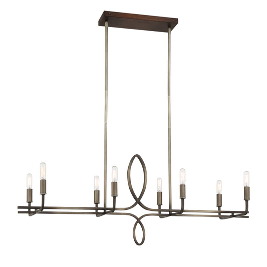 Yorkville by Robin Baron 8 Light Island in Aged Darkwood with Silver Patina Finish, a Robin Baron Design - Minka-Lavery