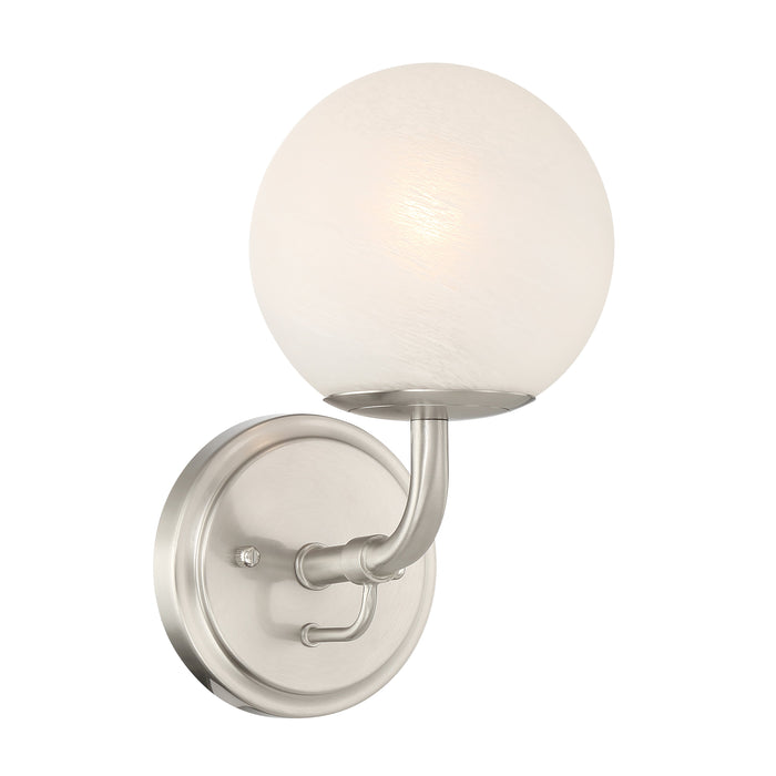 Whitehall 1-Light Vanity - Brushed Nickel with Etched Alabaster Glass - Minka-Lavery