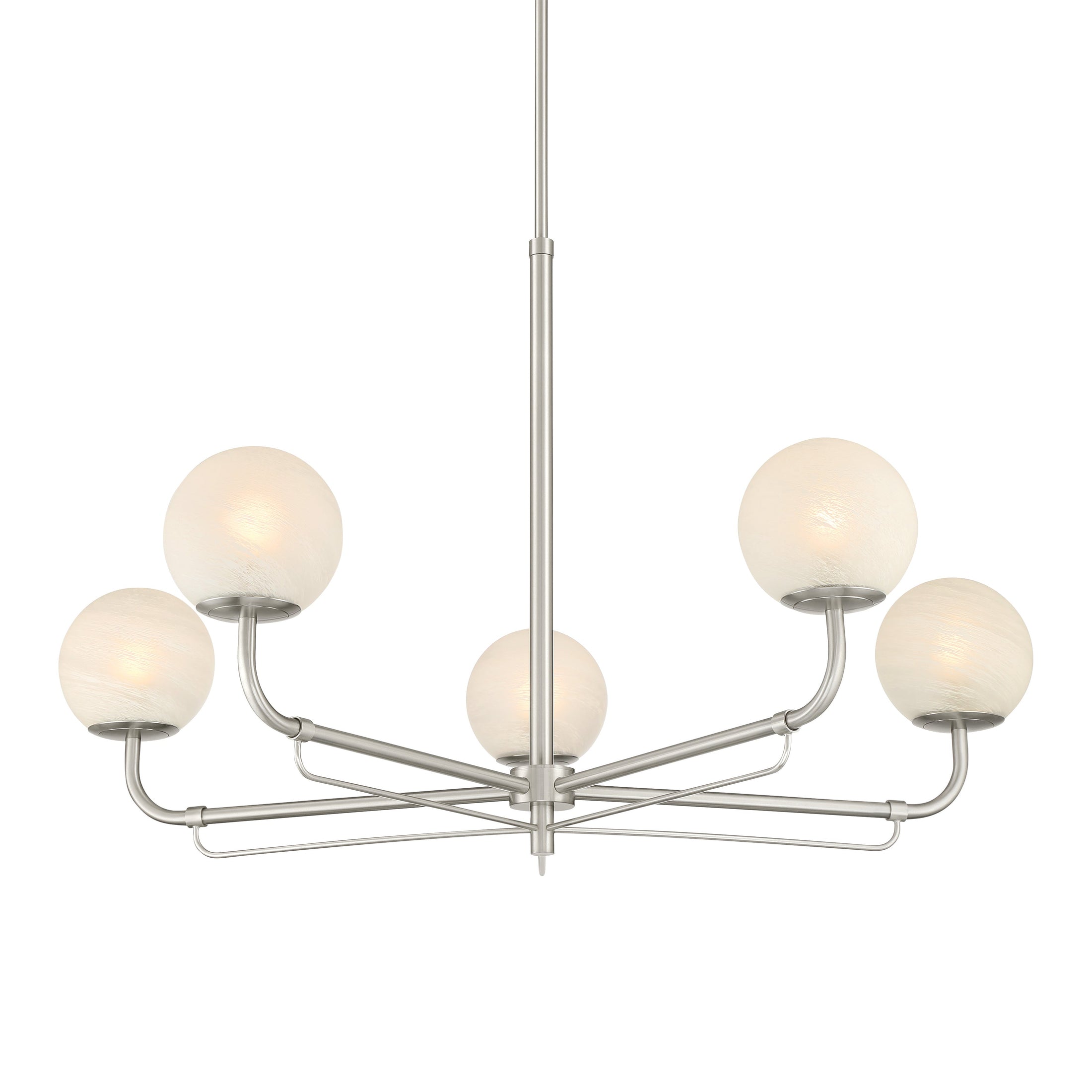 Whitehall 5-Light Chandelier - Brushed Nickel with Etched Alabaster Glass - Minka-Lavery