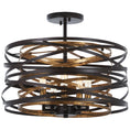 Load image into Gallery viewer, Vortic Flow 5 Light Pendant in Dark Bronze with Mosaic Gold Interior (Convertible to Semi Flush) - Minka-Lavery
