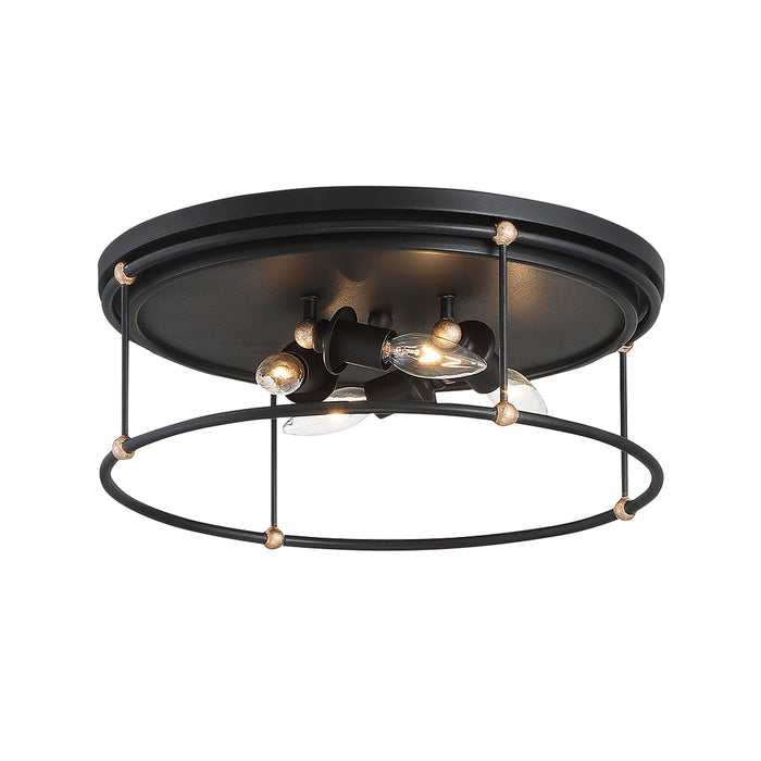 Westchester County 4 Light Flush Mount in Sand Coal with Skyline Gold Leaf - Minka-Lavery