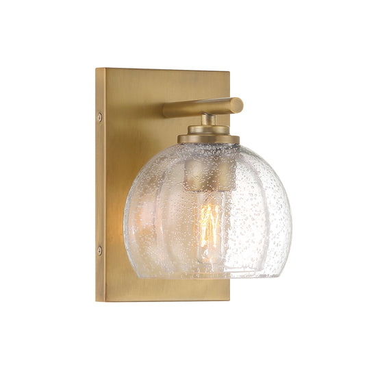 Glint 1-Light Vanity - Legacy Brass with Clear Seeded Glass - Minka-Lavery