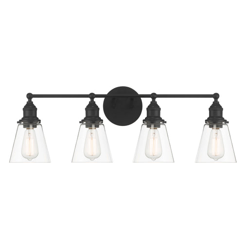 Barwell 4 Light Vanity in Coal Black Finish with Clear Glass - Minka-Lavery