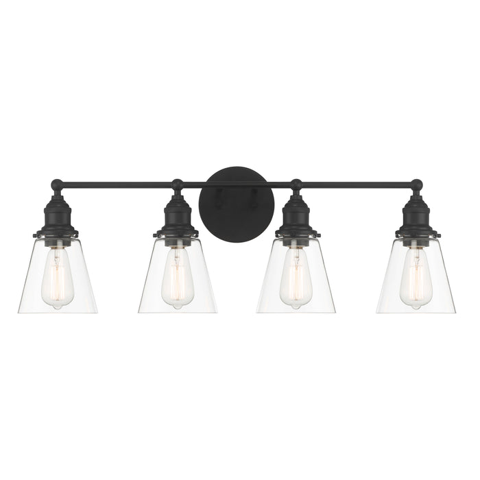 Barwell 4 Light Vanity in Coal Black Finish with Clear Glass - Minka-Lavery
