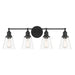 Barwell 4 Light Vanity in Coal Black Finish with Clear Glass - Minka-Lavery