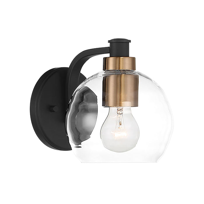 Keyport 1 Light Bath in Sand Coal and Natural Brass Finish with Clear Banded Glass - Minka-Lavery