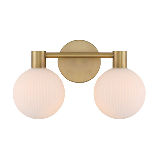 Fenton 2-Light Vanity - Legacy Brass with White Striped Glass - Minka-Lavery