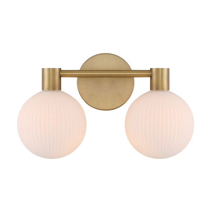 Fenton 2-Light Vanity - Legacy Brass with White Striped Glass - Minka-Lavery