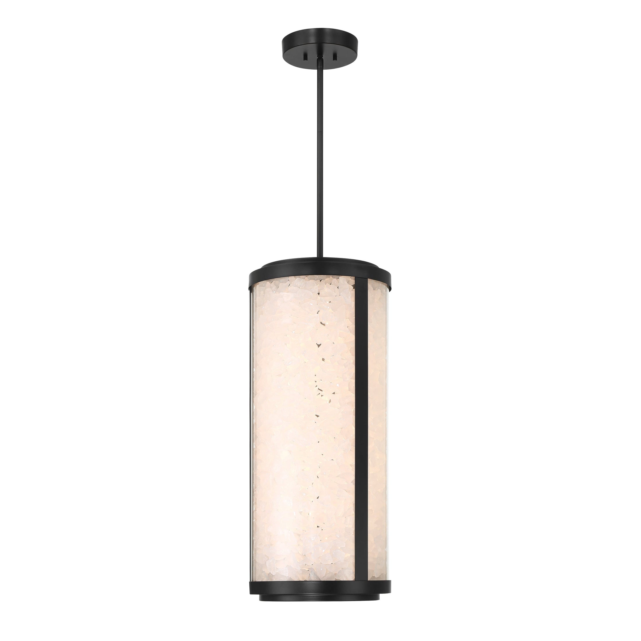 Salt Creek LED Outdoor Pendant in Coal Black Finish with Acrylic Quartz Rock - Minka-Lavery