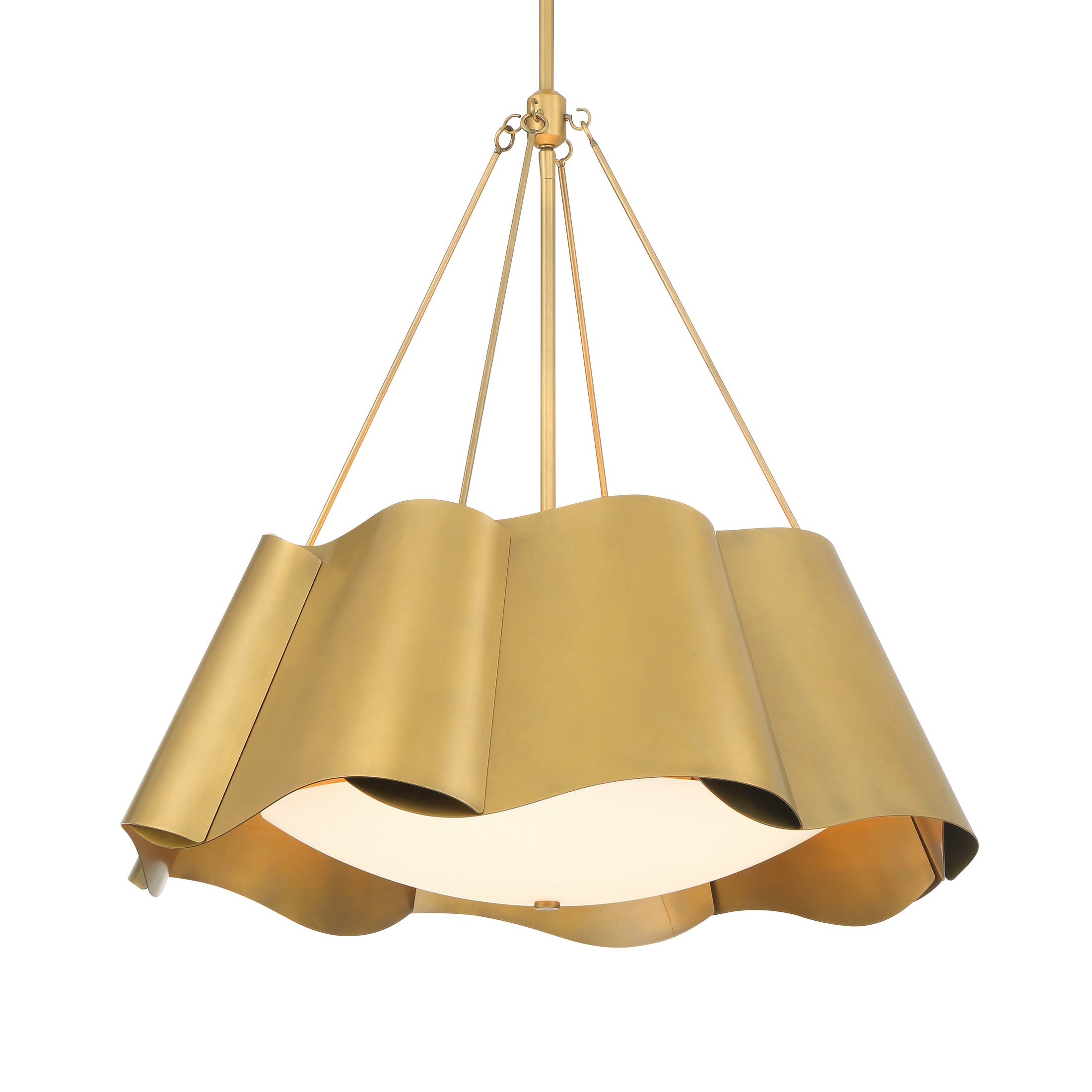 Waveform 4-Light Pendant - Legacy Brass with Etched Glass - Minka-Lavery