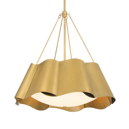 Waveform 4-Light Pendant - Legacy Brass with Etched Glass - Minka-Lavery
