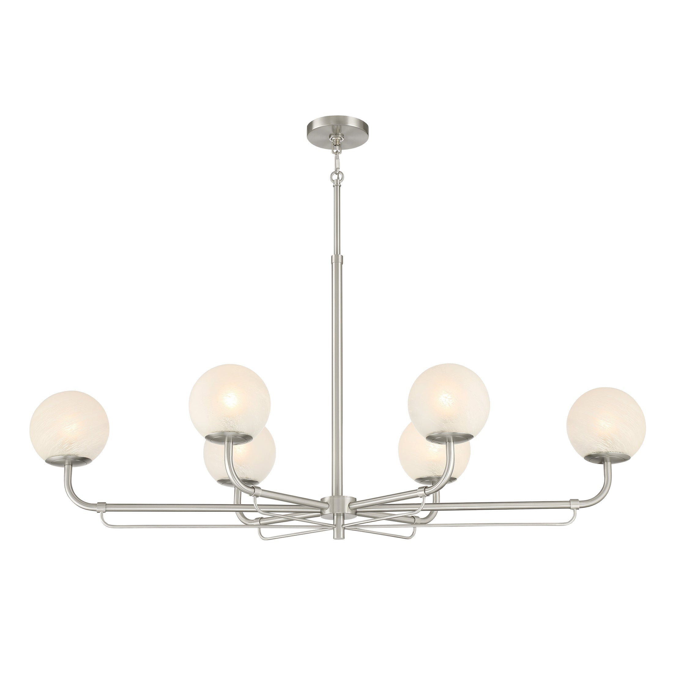 Whitehall 6-Light Island  - Brushed Nickel with Etched Alabaster Glass - Minka-Lavery