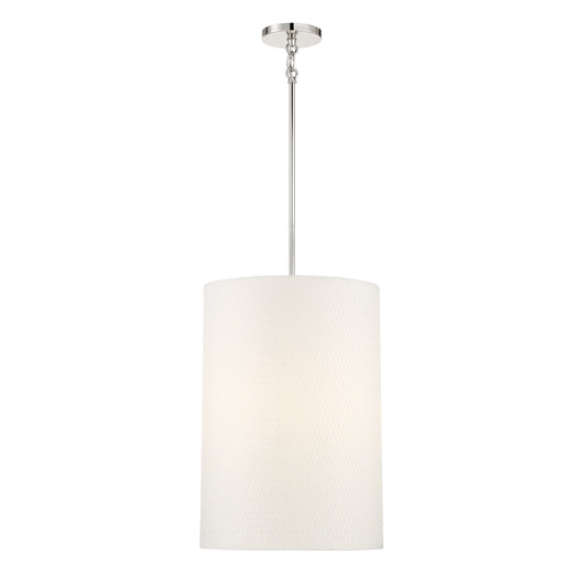 Palmetto 4 Light Pendant in Polished Nickel with White Woven Papyrus Shade - Minka-Lavery