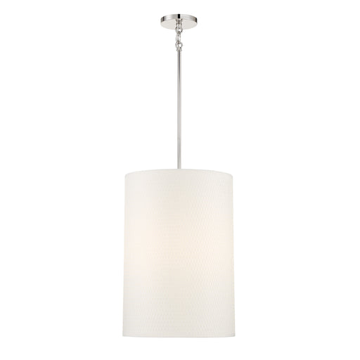 Palmetto 4 Light Pendant in Polished Nickel with White Woven Papyrus Shade - Minka-Lavery