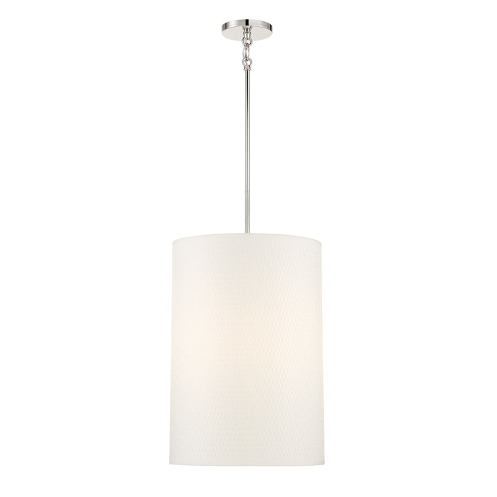 Palmetto 4 Light Pendant in Polished Nickel with White Woven Papyrus Shade - Minka-Lavery