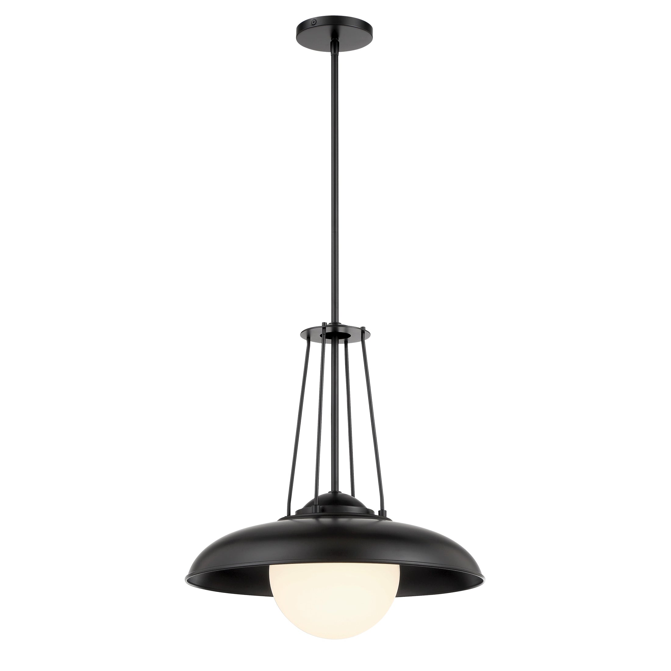 Schooner Ridge 1 Light 18" Pendant in Coal Finish with Etched Opal Glass - Minka-Lavery