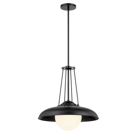 Schooner Ridge 1 Light 18" Pendant in Coal Finish with Etched Opal Glass - Minka-Lavery