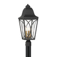 Load image into Gallery viewer, Cardigan 3 Light Outdoor Post Mount in Sand Coal Black & Olden Brass Finish with Clear Glass - Minka-Lavery
