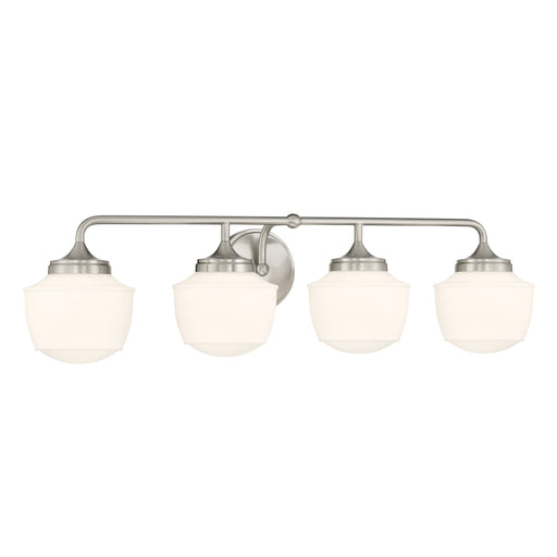 Cornwell 4 Light Bath Vanity in Brushed Nickel, Reversible, with Etched Opal Glass - Minka-Lavery