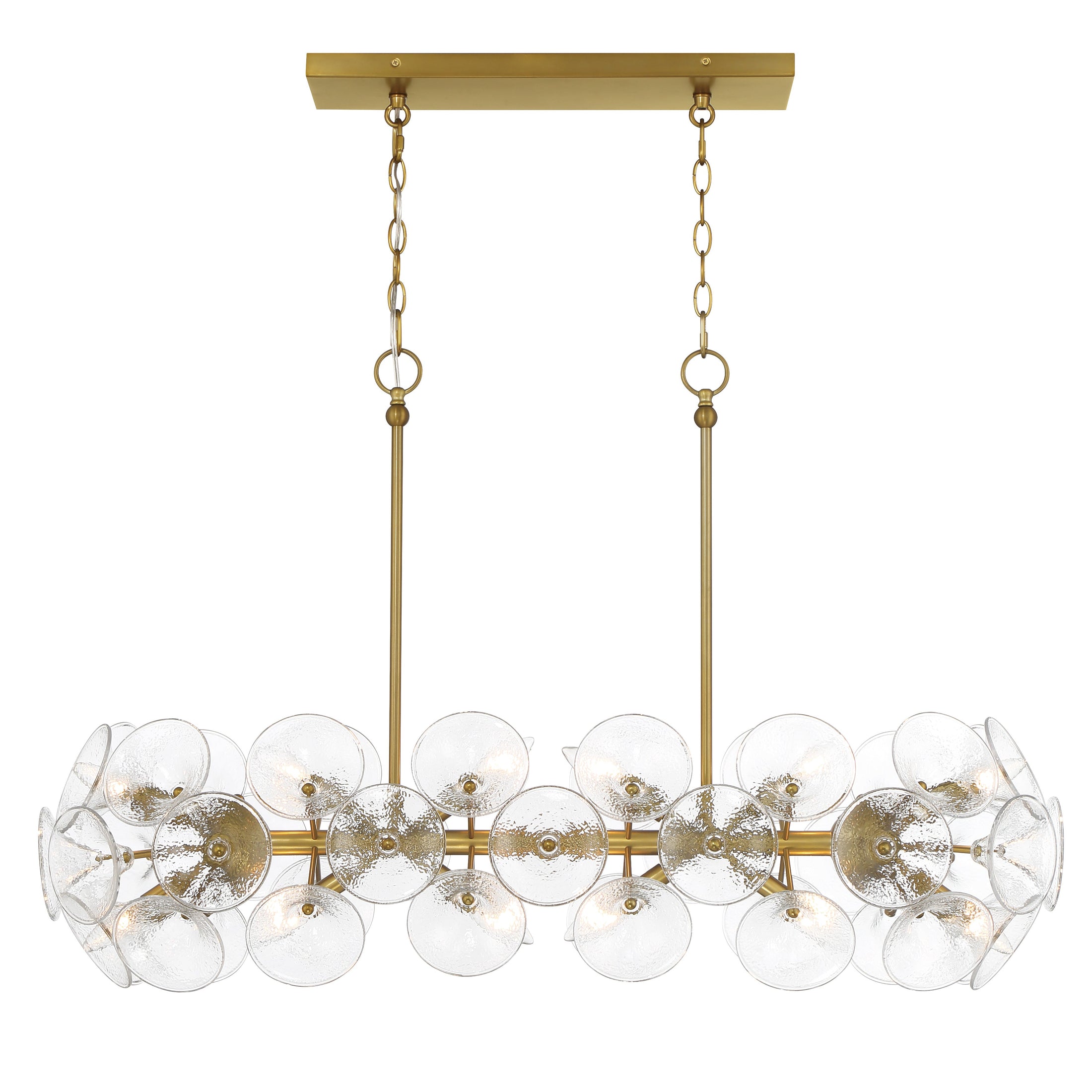 Winter 12 Light Island in Soft Brass Finish with Textured Clear Fluted Glass - Minka-Lavery