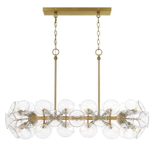 Winter 12 Light Island in Soft Brass Finish with Textured Clear Fluted Glass - Minka-Lavery