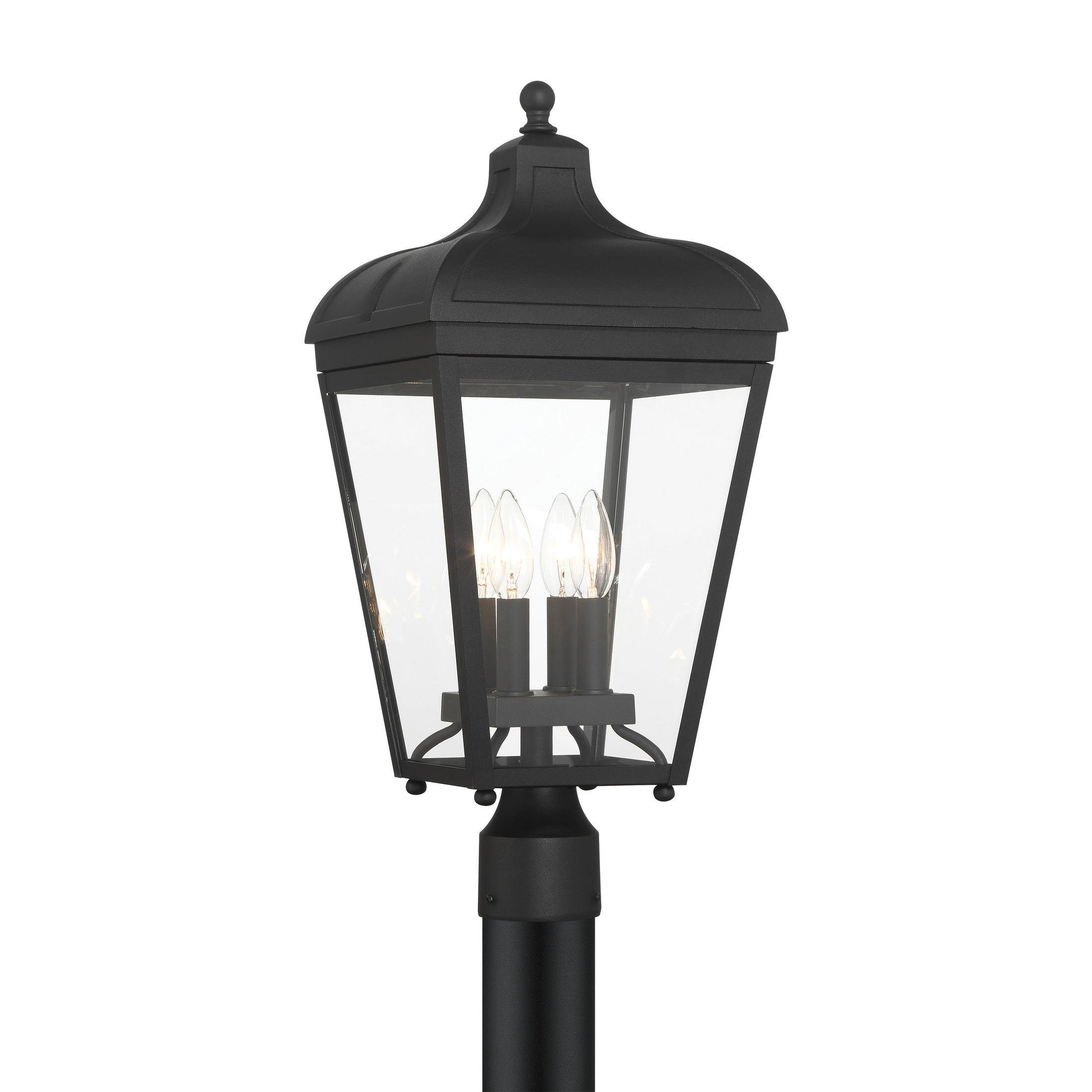 Marquee 4 Light Outdoor Post Mount in Sand Coal finish with Metal Candle Sleeves - Minka-Lavery
