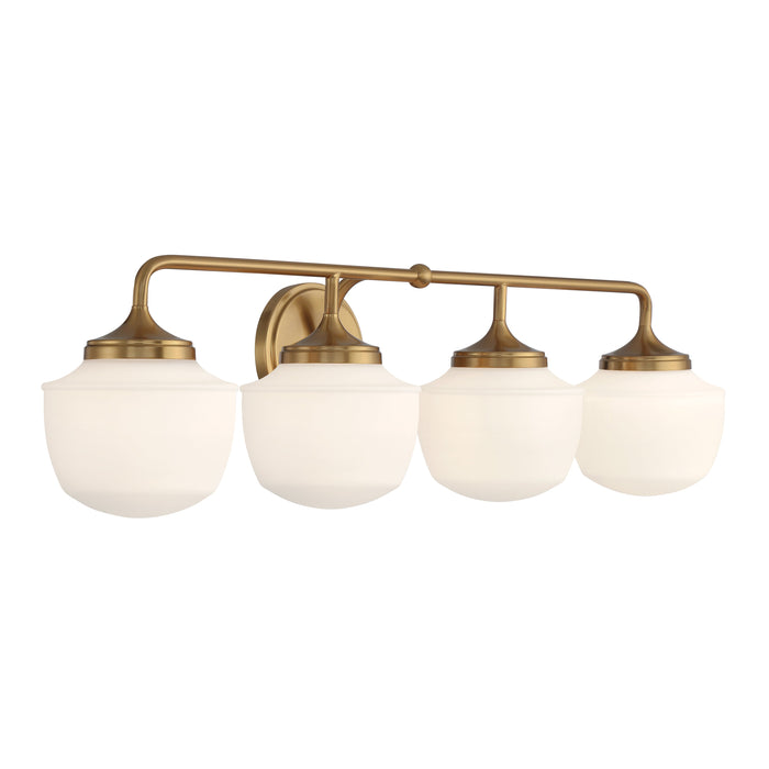 Cornwell 4 Light Bath Vanity in Aged Brass, Reversible, with Etched Opal Glass - Minka-Lavery