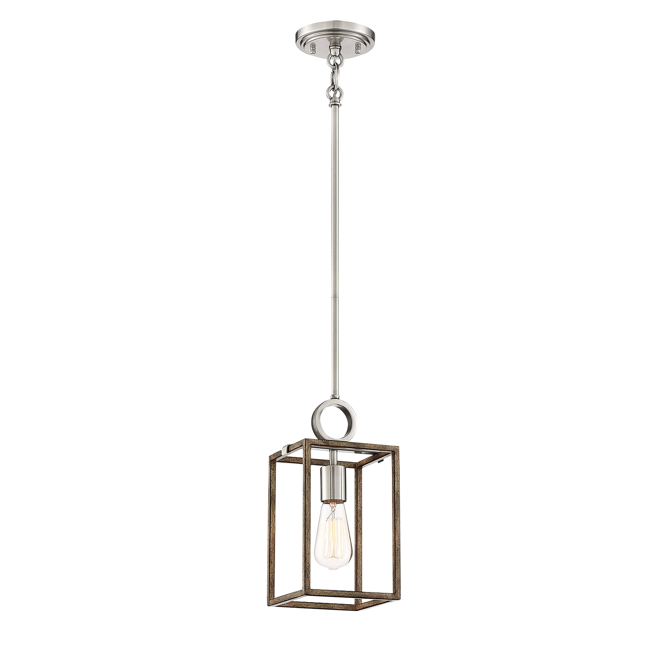 Country Estates Mini-Pendant, Sun Faded Wood with Brush Nickel Accents, 1 light, E12 60W - Minka-Lavery