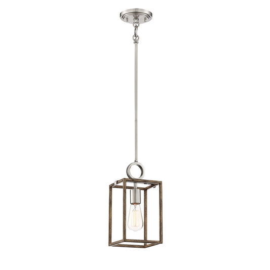 Country Estates Mini-Pendant, Sun Faded Wood with Brush Nickel Accents, 1 light, E12 60W - Minka-Lavery