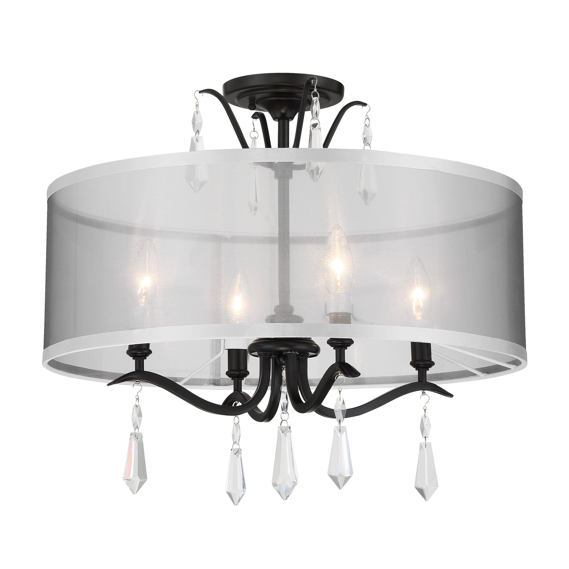 Laurel Estate 4 Light Semi Flush in Coal Finish with Translucent Silver Linen Shade - Minka-Lavery
