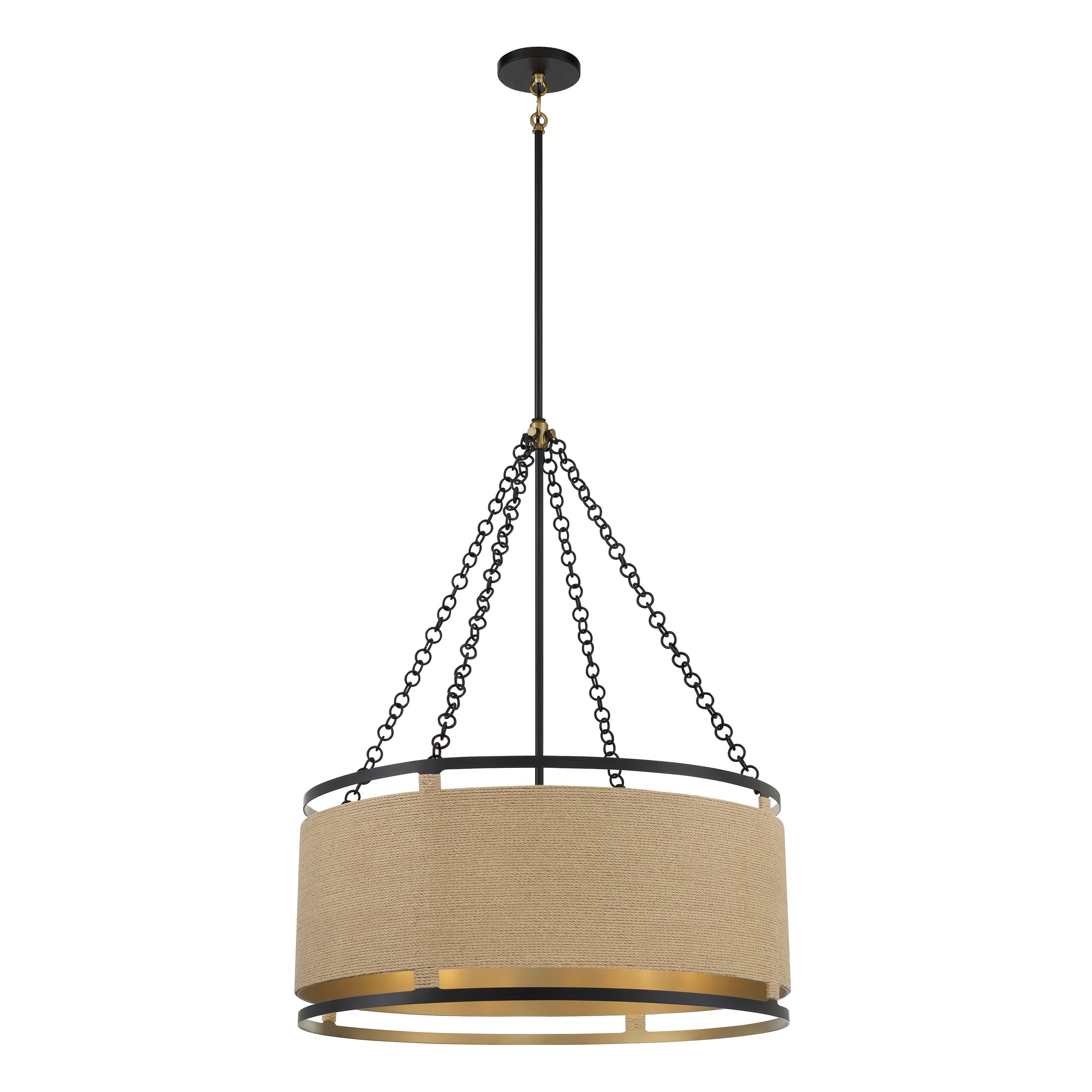 Windward Passage 6 Light Pendant in Coal Finish with Natural Rope - Minka-Lavery