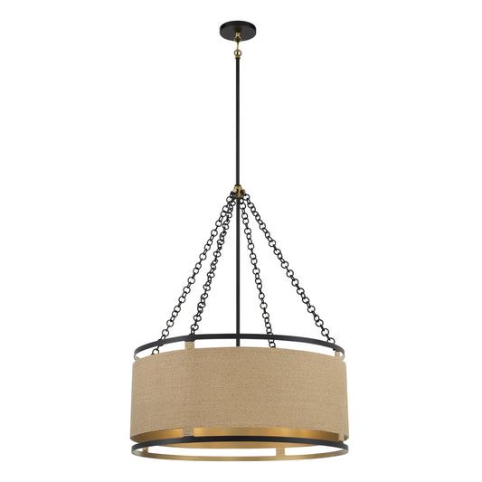 Windward Passage 6 Light Pendant in Coal Finish with Natural Rope - Minka-Lavery