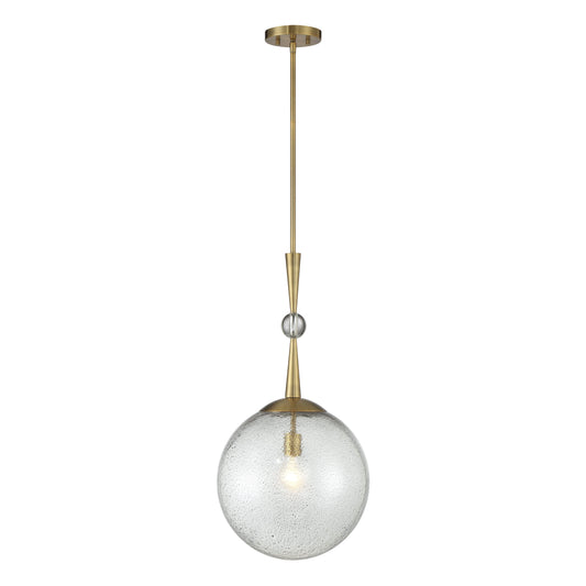 POPULUXE 27.5" 1 Light Pendant in Oxidized Aged Brass Finish and Clear Volcanic Glass - Minka-Lavery