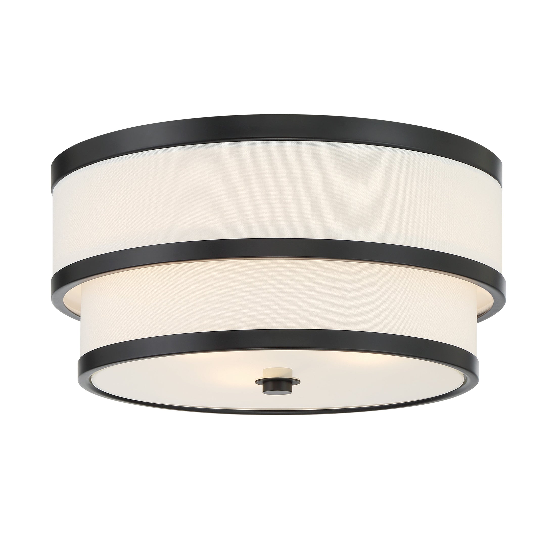 Cascade 3 Light Flush Mount in Coal Finish with a White Linen Shade - Minka-Lavery