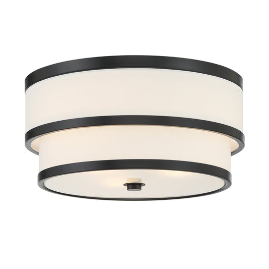 Cascade 3 Light Flush Mount in Coal Finish with a White Linen Shade - Minka-Lavery