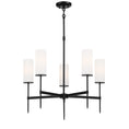 Load image into Gallery viewer, First Avenue 5 Light Chandelier in Coal Finish with Etched White Glass - Minka-Lavery
