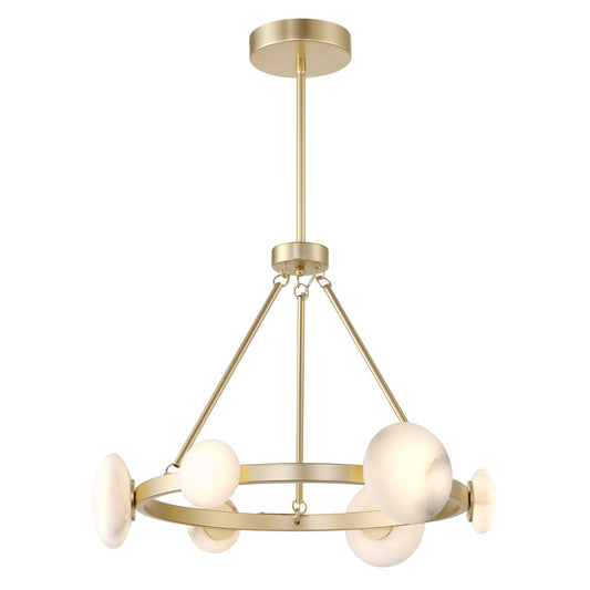 Zill 6 Light Chandelier in Lily Gold Finish with Alabaster Shade - Minka-Lavery