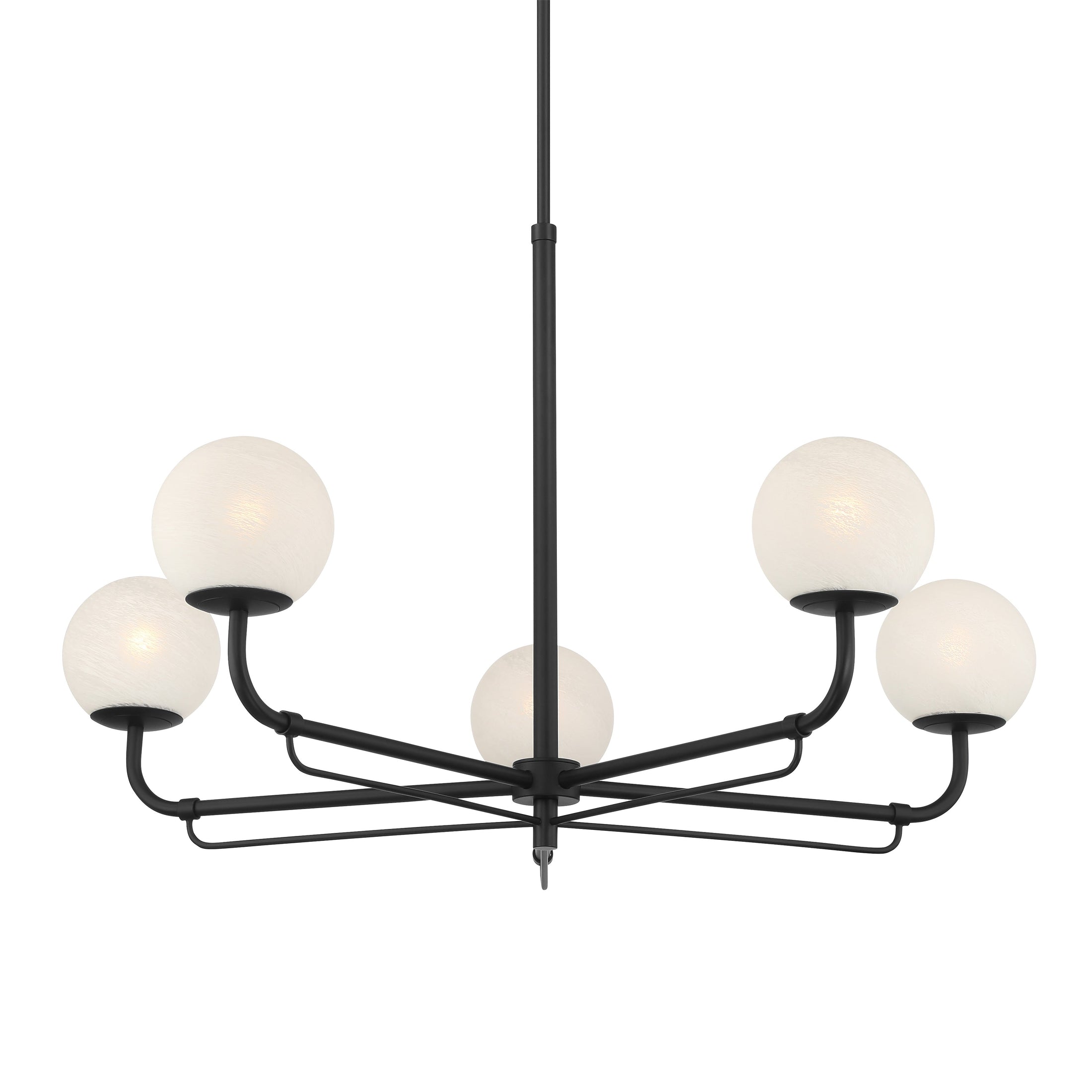 Whitehall 5-Light Chandelier - Dark Matte Black with Etched Alabaster Glass - Minka-Lavery