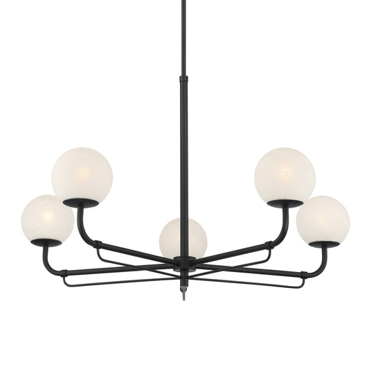 Whitehall 5-Light Chandelier - Dark Matte Black with Etched Alabaster Glass - Minka-Lavery