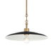 York 1-Light Pendant - Dark Matte Black with Natural Brass - Minka-Lavery