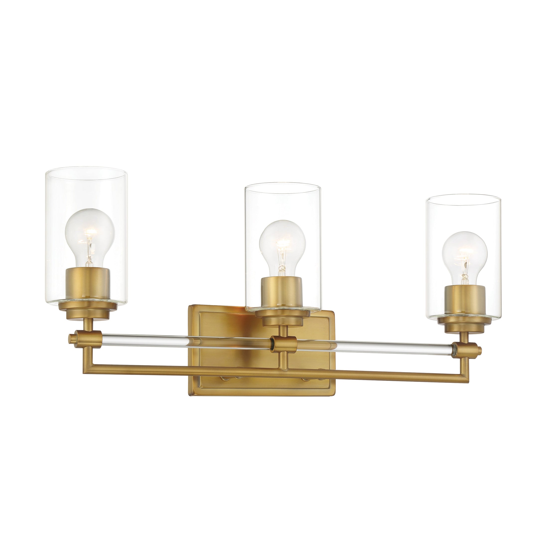 Binsly 3 Light Bath Vanity in Aged Brass, Reversible, with Clear Glass - Minka-Lavery
