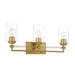 Binsly 3 Light Bath Vanity in Aged Brass, Reversible, with Clear Glass - Minka-Lavery