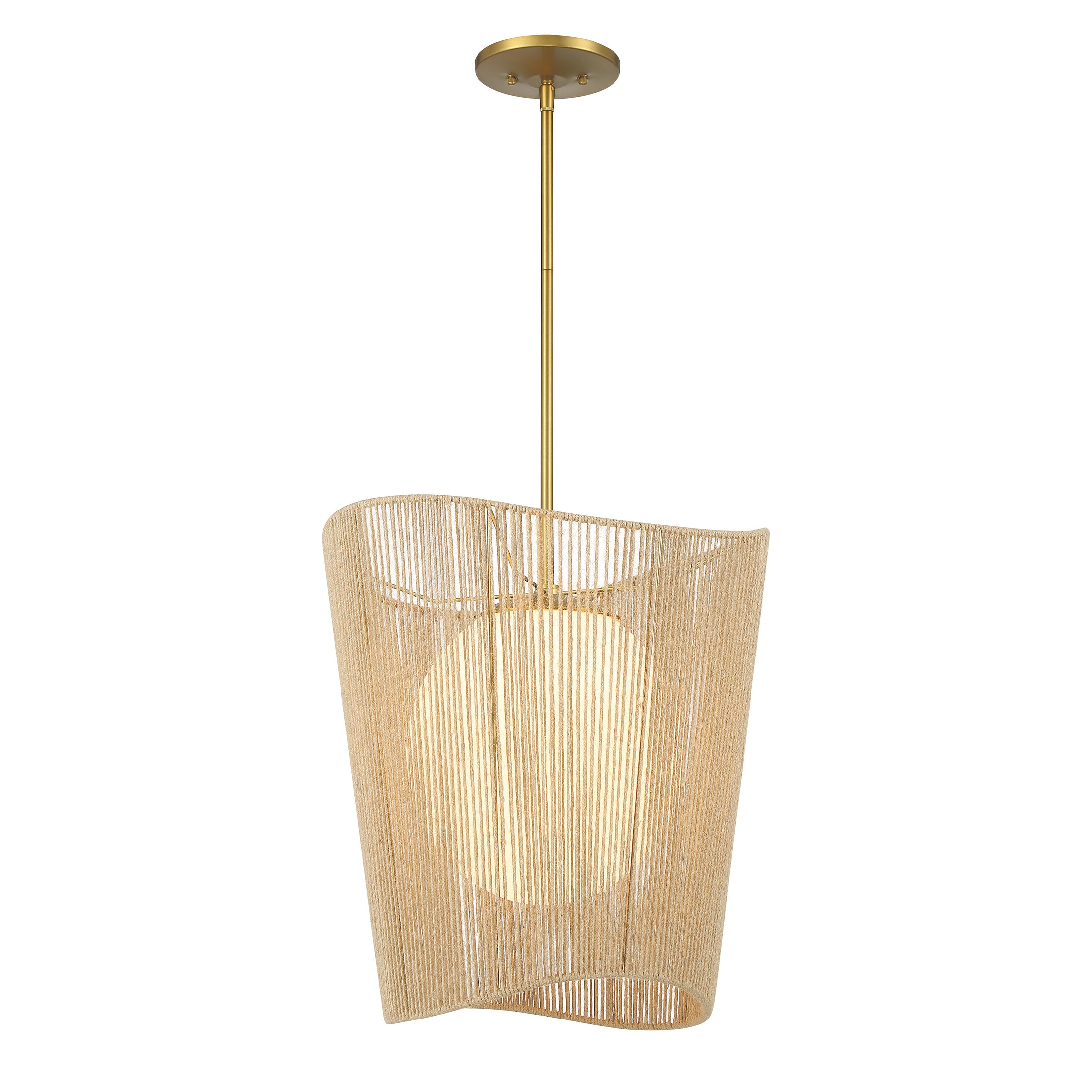 Key Largo 1 Light Pendant in Soft Brass Finish and Etched Opal Glass - Minka-Lavery