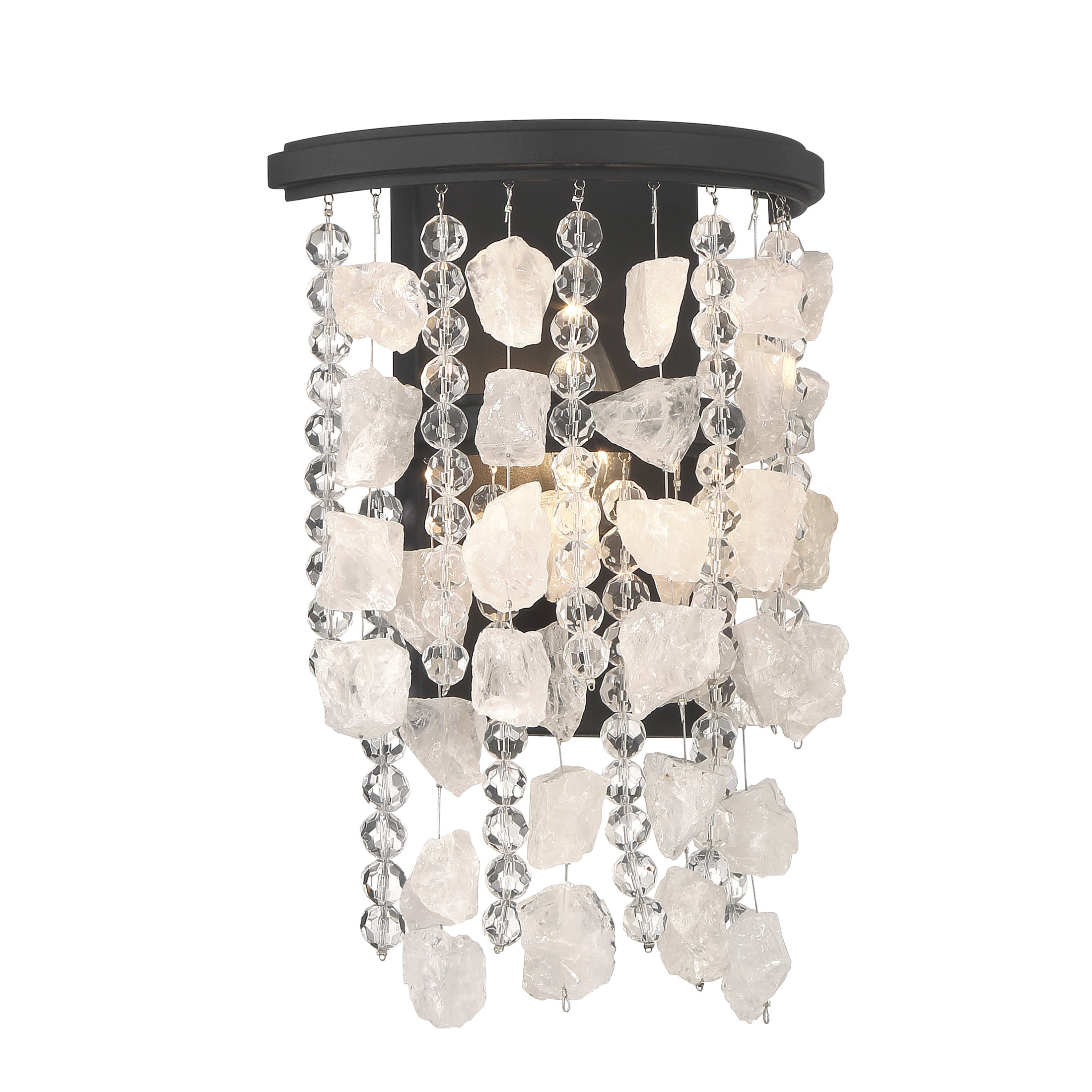 Shimmering Elegance 1 Light Wall Sconce in Sand Coal with Quartz Crystalline and Cut Glass Beads. - Minka-Lavery