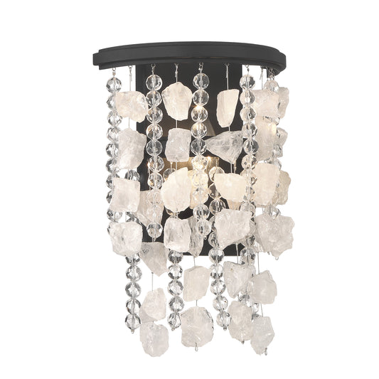 Shimmering Elegance 1 Light Wall Sconce in Sand Coal with Quartz Crystalline and Cut Glass Beads. - Minka-Lavery