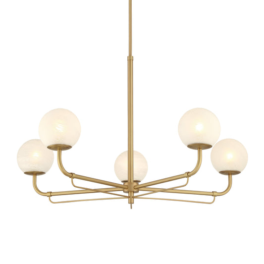 Whitehall 5-Light Chandelier - Legacy Brass with Etched Alabaster Glass - Minka-Lavery