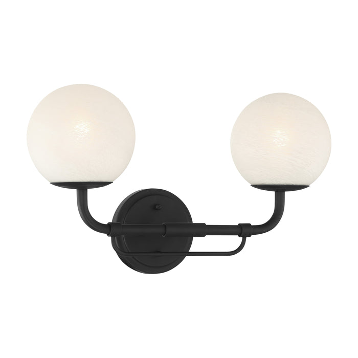 Whitehall 2-Light Vanity - Dark Matte Black with Etched Alabaster Glass - Minka-Lavery