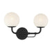 Whitehall 2-Light Vanity - Dark Matte Black with Etched Alabaster Glass - Minka-Lavery