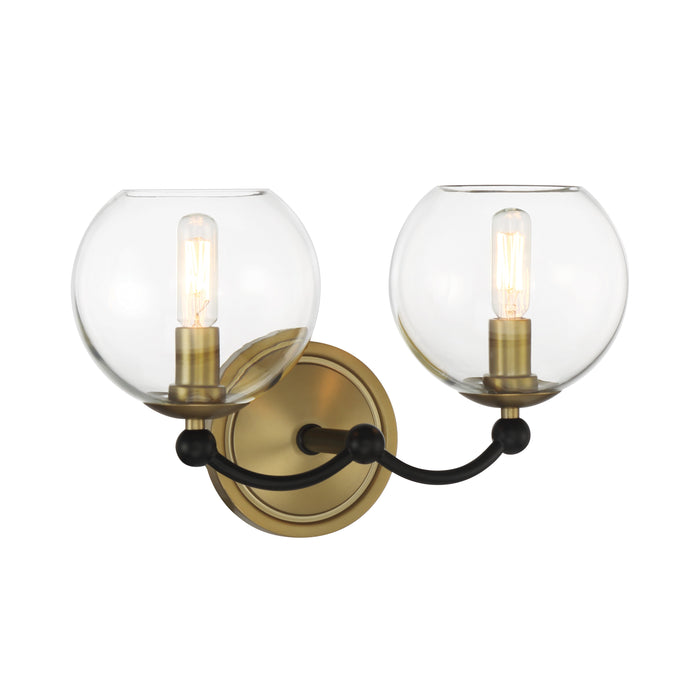 Kearney Park 2 Light Wall Sconce in Coal and Soft Brass Finish with Clear Glass - Minka-Lavery